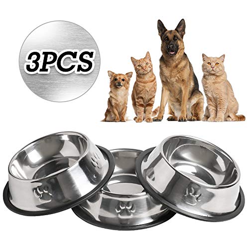 WANTKA Cat Bowl Dog Bowl Pet Stainless Steel Cat Food Water Bowl Non-Slip