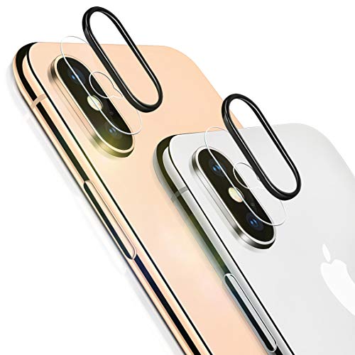 iPhone Xs Max Camera Lens Protector, [2 Pack] Ultra-Thin Anti-Scratch Camera Tempered Glass Screen Protector Film with 2pcs Camera Protective Ring for iPhone Xs Max/XS (NOT Fit for iPhone X)