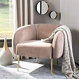 Safavieh Couture Home Alena Mid-Century Pale Mauve and Gold Accent Chair