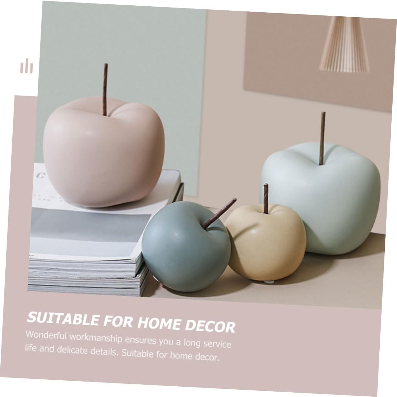 Ceramic Apple Desktop Decor for Home, Pink Table Ornament