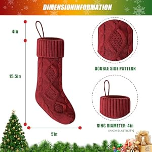 VIBILIA Christmas Stockings 4 Pack, 18 Inches Large Size Knitted Xmas Stocking for Fireplace, Holiday Party Decorations (Green Gray Red White) VIBILIA Christmas Stockings 4 Pack 18 Inches Large Size Knitted Xmas Stocking for Fireplace Holiday Party Decorations Green Gray Red White