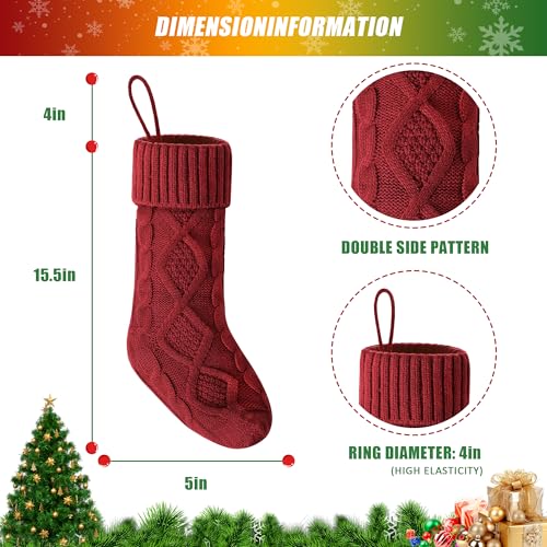 VIBILIA-Christmas-Stockings-4-Pack-18-Inches-Large-Size-Knitted-Xmas-Stocking-for-Fireplace-Holiday-Party-Decorations-Green-Gray-Red-White VIBILIA Christmas Stockings 4 Pack 18 Inches Large Size Knitted Xmas Stocking for Fireplace Holiday Party Decorations Green Gray Red White