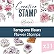 Aladine - 31 Stempel, Blumen, Scrabooking, Karten, Bullet Journal, kreative Hobbys, schwarzes Stempelkissen, Blumenmuster, Natur, 03750