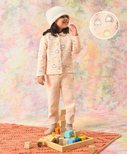Image of Mi Arcus Kids Cream Frosty`z Full Sleeves Tweet Quiltedleeves & Pyjama Set