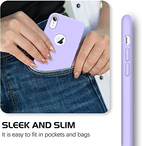 Image of Elzzi Back Cover for iPhone Xr Case, Shockproof Slim Camera & Full Body Protection Liquid Silicone TPU Cover with Logo Cut (6.1 Inch) -Purple
