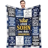 MKUOOY Geschenke für Sohn - Umarmung Decke - Bester Sohn Geschenk von Mama Papa zum Geburtstag Oster Weihnachten