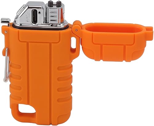 Encendedor eléctrico USB portátil, reutilizable, de doble arco, recargable por USB, manguera retráctil resistente al viento, IPX7, impermeable,