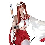 Maiitmor 巫女ガール みこ コスプレ セクシー 巫女服 和服 過激 エッチ な えろい 下着 コスチューム ランジェリー ベビードール アニメ シースルー アダルト お正月 節分 イベント ハロウィン 文化祭 赤