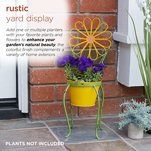 Alpine Corporation Maz518Yl Alpine 24" Tall Yellow Daisy Flower Stand Decoration Yard Statue Planters #TOP6