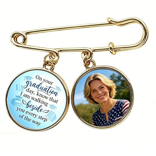 Custom Graduation Photo Pin Brooch Personalized Gold Graduation Keepsake Gift for Daughter Son Memorial Graduation Day Jewelry with Heartfelt Quote for Her Him Graduation Gift for Students (custom 3)