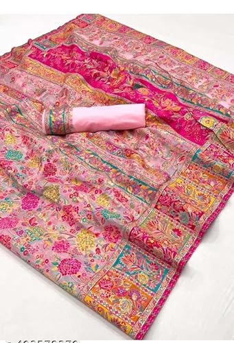 Generic pink kashmiri silk saree – image 5