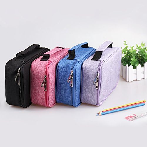 72 Slots Zipper Pens Pencil Case Multi-functional Stationery Pencil Pouch (Black)
