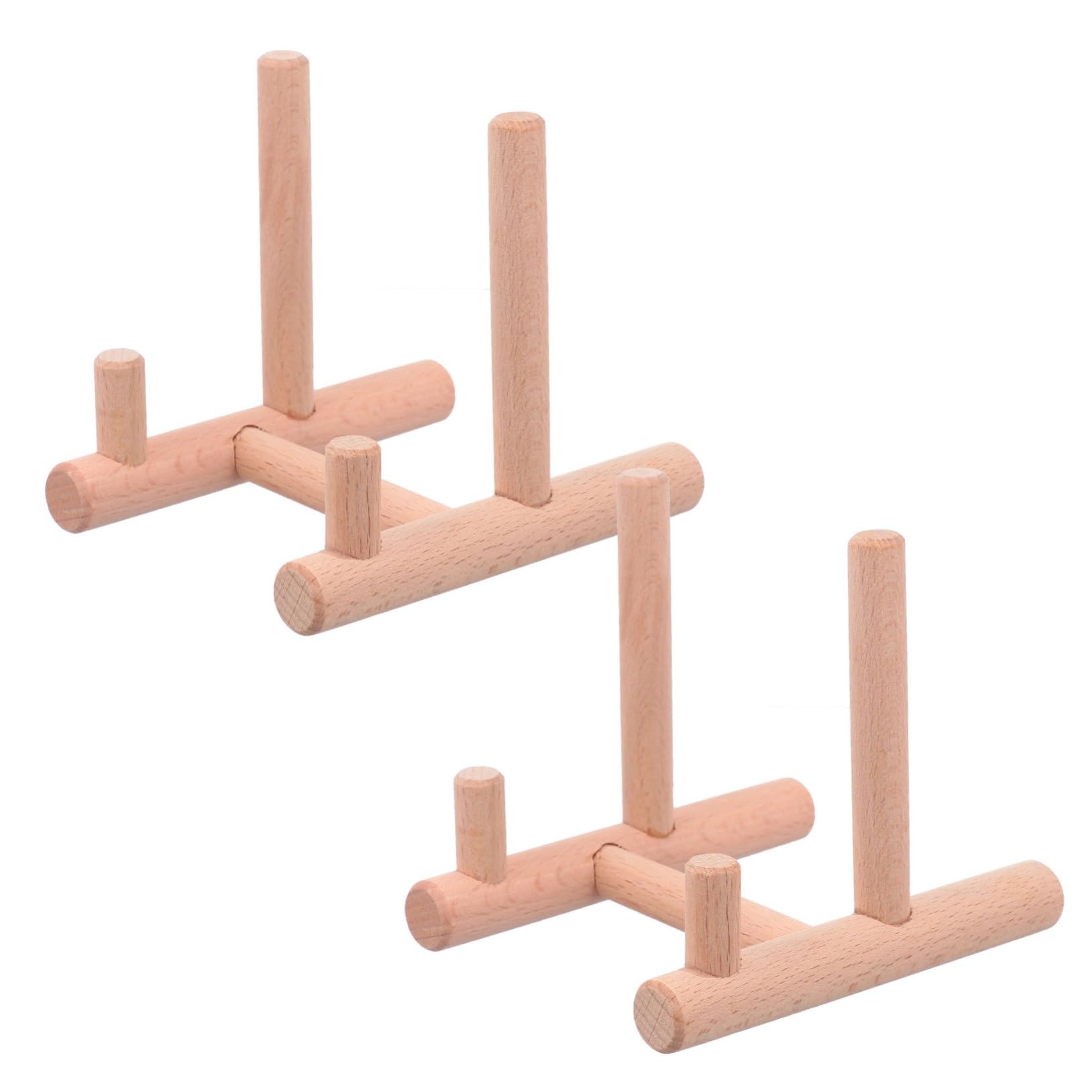 ABOOFAN 2pcs Wooden Dish Storage Rack Elegant Plate Stands for Kitchen Wooden Display Holder Organizer Feature