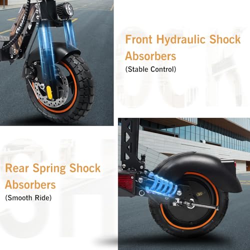 Image of Fast Electric Scooter Adults, 1200W /5600W Off Road E Scooter, 35 /50 Miles Long Range, 35 /50 MPH Top Speed, 10 /11 inch Tires, Foldable Kick Scooter for Adults and Teens with Dual Suspension