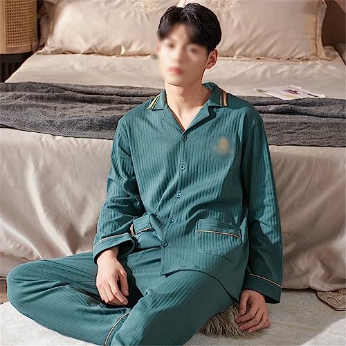 Spring and Autumn Pyjamas Men's Models Long-sleeved Loungewear Cotton Suit2