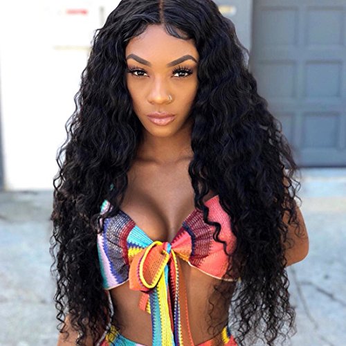 Klaiyi Hair 10A Brazilian Virgin Hair Weave Deep Wave 3 Bundles Real Human Hair Extensions Unprocessed Natural Color 95-100g/pc (12 12 14Inch)