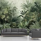 Générique Papier Peint Panoramique Forêt Tropicale Humide, Papier Peint Feuilles Plante Jungle, Fresque Murale Intissée – Décoration Murale Pour Salon, Chambre, Bureau – 400 x 255 cm(non adhésif)