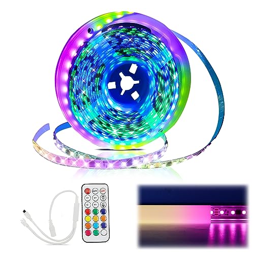 Muzata 16.4FT/5M 96LEDs/M High Density RGB LED Strip Light Spotless U108 U103 LC31 LED Strip Channel Neon Lighting Effect AC1L (Power Adapter Not Included)