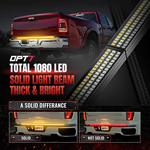 Opt7 FBA-TAILGATE-PARLUX-TRIPLE-60-AMBER 60 Inch Redline Parlux Triple Row Led Tailgate Light Bar W/Sequential Amber Turn Signal, Weatherproof Rigid Aluminum Frame Light Strip thumb #1