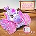 Remote Control Car for Girls, 360° Rotating, 4WD RC Stunt Cars, Unicorn Monster Truck Toys with Light and Music, 2.4 GHz, Rechargeable, Various Terrain Pink Car, Girl Christmas, Birthday Gift Age 3-10