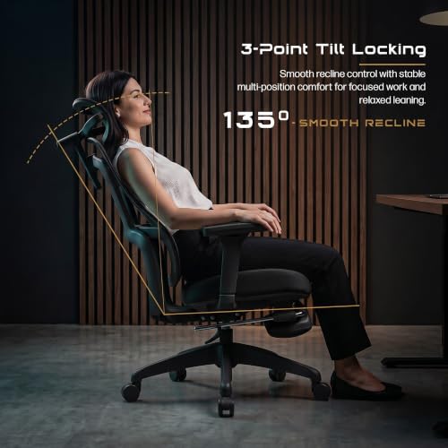 Image of DROGO Feather Node Premium Ergonomic Office Chair for Home & Work | FlexWeave Adaptive Backrest | Dynamic Lumbar Support | 5D Armrests | 4D Headrest | 135 Recline & Footrest - Black