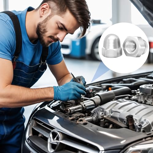 Hutmuttern M10 Edelstahl, 25 Stück Hutmutter Hohe Form Kappenmuttern Rostfrei Sechskant Hutmuttern für Schrauben Gewindestangen Gewindebolzen (Silber)