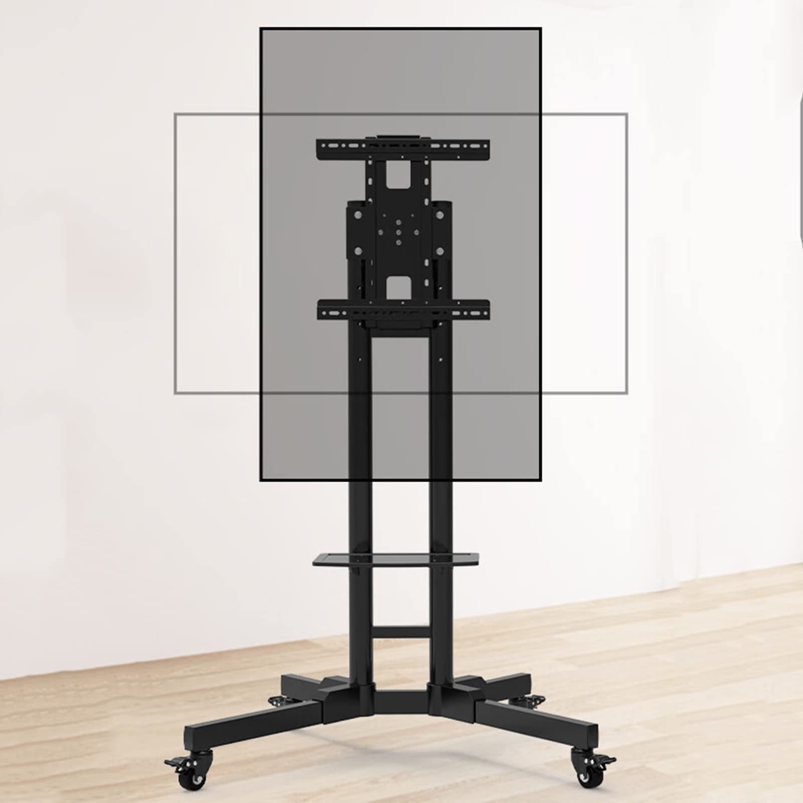 OLSKFUH Universal Tv Stand Mobile Tv Cart For 32-60 Inch Tvs, Portable Floor Tv Stand Movable Monitor Holder For Home Office, Holds Up To 35Kg/77Lbs, Max 600X400Mm,