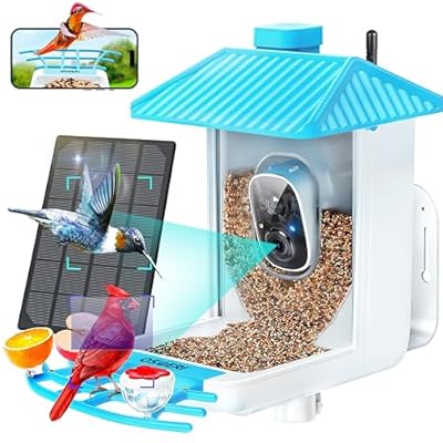 Osoeri Bird Feeder with Camera - Solar Smart Bird Feeder with AI Identify, 1080P HD Auto Capture Birds Video, Real-Time Alerts, Gifts for Family and Friends, 2.4GHz WiFi