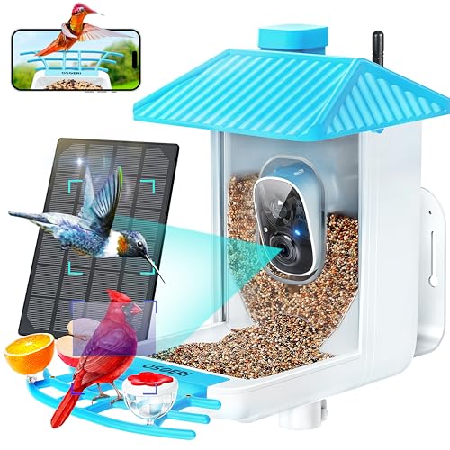 Osoeri Bird Feeder with Camera - Solar Smart Bird Feeder with AI Identify, 1080P HD Auto Capture Birds Video, Real-Time Alerts, Gifts for Family and Friends, 2.4GHz WiFi