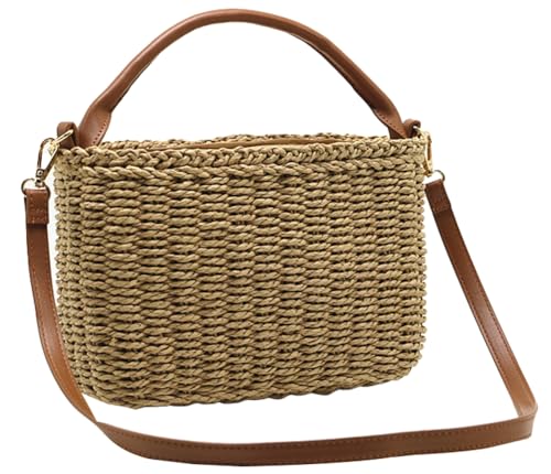 Straw Shoulder Bag for Women Summer Rattan Crossbody Handbag Woven Envelope Purse Tote Clutch Straw Beach Handbag Satchel