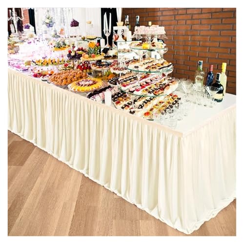 Jupe de table beige plissée 4FT nappe élégante pour buffet de fête et dessert