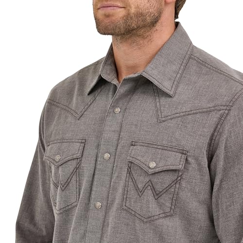 Wrangler Dusty Brown Retro Premium Men's Western Snap Solid Shirt 1123682192