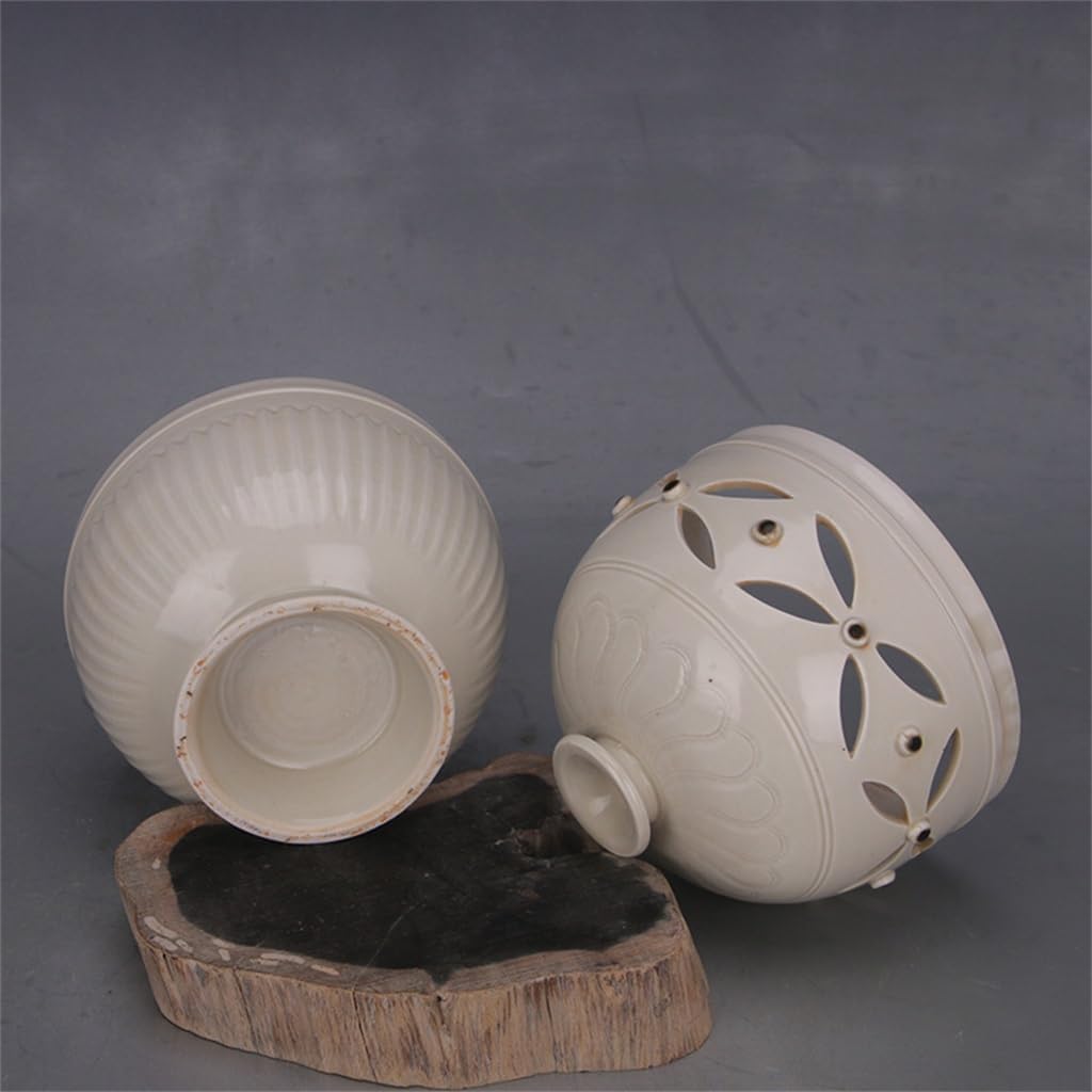 VCDUXMQLK Kiln White Glaze Dark Carved Drum Nails Hollowed Incense Burner Antique Home Decorative Ornaments image 3