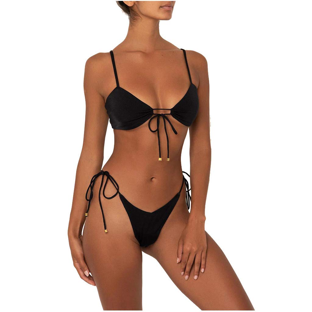 Genérico Sexy Tanga Bikini Mujer Traje de Baño de Dos Piezas Brasileño Bikinis Mujer 2024 Bañadores Bikini Push-Up Sujetador Acolchado Playa Ropa de Baño