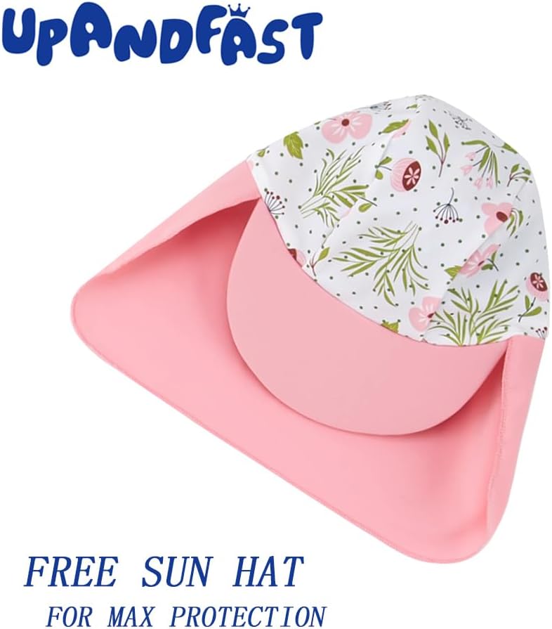 upandfast Baby/Toddler Girls Sunsuit Swimsuit with Snap Bottom UPF 50+ Infant One Piece Rashguard Swimwear - Image 6