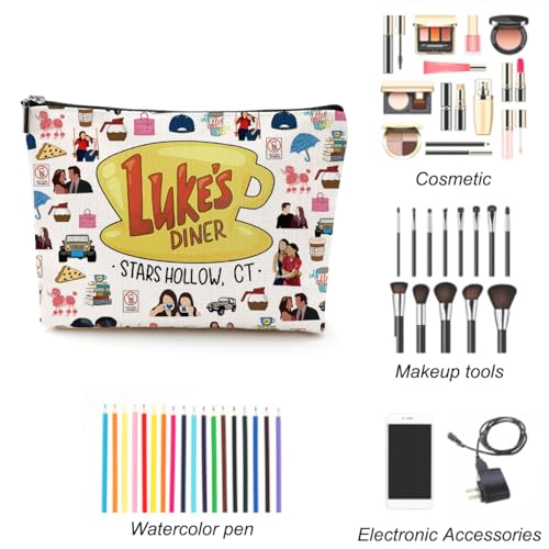 Gilmore Inspired Makeup Bag Girls Merchandise Fans Gifts Luker's Dinner Inspired Gifts for Mom Girl Daughter Sister Friend Travel Toiletry Makeup Organizer Zipper Pouch3