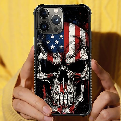 Coque antichoc iPhone 15 Pro Max motif crâne rétro US - 6