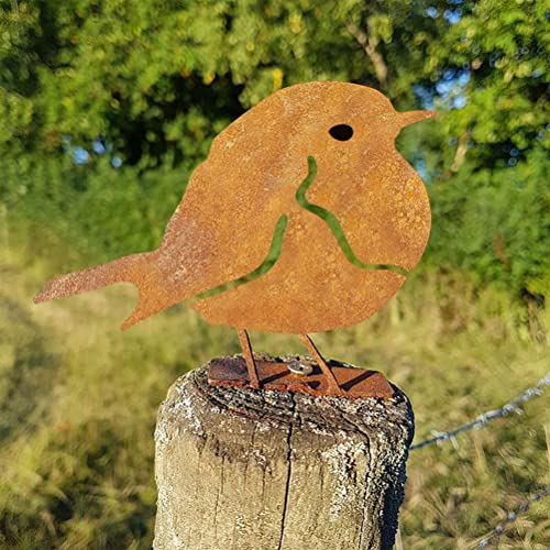 Metal Fence Robin Garden Art Bird Shaped Artwork Decoration Garden Metal Animal Outline Decorative (Rust) - Image 4