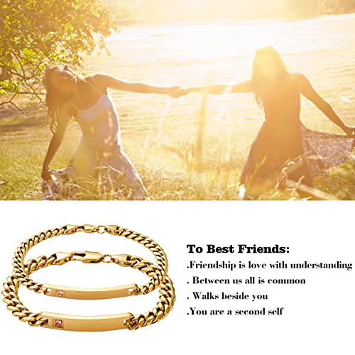 Sunfrere Customized Matching Bracelets For Couples Cubic Zirconia Titanium Stainless Steel Nameplate Engraved Bracelets Chains For His And Hers Lovers Personalized Id Bracelets Set For Women Men Anniversary Friendship Christmas Jewelry Gifts #TOP2