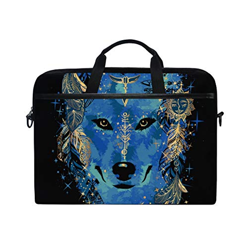 BEITUOLA 15-15.4 Zoll Laptop Taschen,Aquarell Tattoo Wolf Kopf Stil Boho,Verschiedene Muster multifunktionale Laptop Tasche tragbare Hülle Aktentasche Umhängetasche