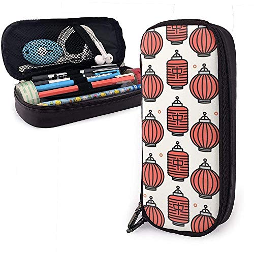 Preisvergleich Produktbild Chinesische Traditionelle Laternen Leder Federmäppchen Mit Reißverschluss, Schreibwaren Art Supplies Bleistifthalter Etui Etui
