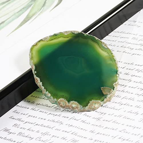 Soulnioi Natural Agate Coasters for Drinks,Geode Stone Coasters Agate Slices Drinkware Bar Glass Coasters for Coffee Table for Home Housewarming Gift (Green) - Image 3