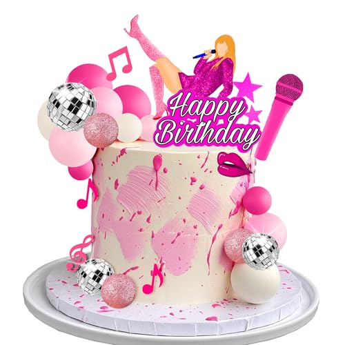 26 PCS Music Cake Toppers Pink Birthday Cake Topper and Disco Cake Topper for Music Birthday Decorations Supplies (1)