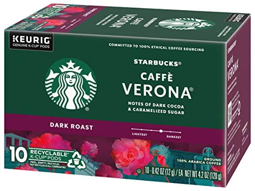 Image of Starbucks Cafe Verona Roast K Cup Pods, Dark Cocoa And Caramelized Sugar, 25.3 Ounce, Pack of 60