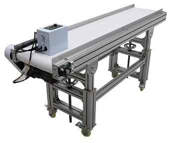 59"x11.8" Conveyor Belt Double Baffles White PVC Belt Conveyor for Industrial Transport Aluminum Frame Adjustable High and Speed