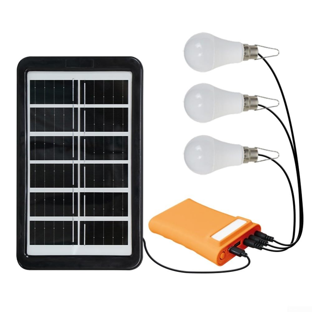 Camping Solar LED Light Bulb, Solar Powered LED Shed Light Bulb, With 2.8m Cable, IPX6 Waterproof Lantern, Multi-Device-Charging(Orange)