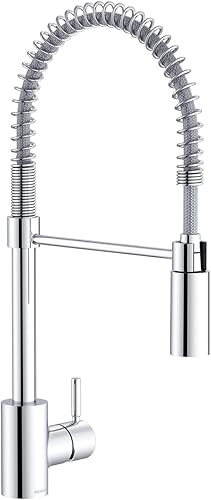 Gerber The Foodie Grifo de cocina de preenjuague de una sola manija D451288 1.75gpm estilo comercial grifo de cocina cromado con rociador