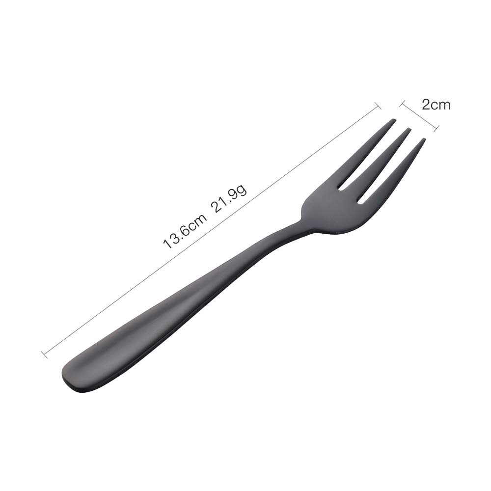 Kuchengabeln 12 stück, Dessertgabeln Tortengabeln aus Rostfreiem Edelstahl Obstgabeln kleine Gabel für Hochzeit Kuchen Tee 13.6 CM/ 5,35 Inch Länge (Schwarz)