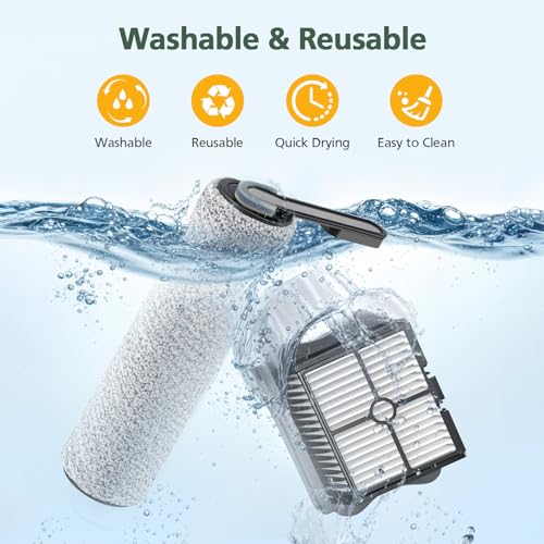 Image of 2+4 Pack S5 / S5 Pro Brush Roller and HEPA Filter Set Compatible with Tineco Floor ONE S5 / Floor One S5 Pro Cordless Wet Dry Vacuum Cleaner, 2 Brush Roller + 4 HEPA Filter(Not FIT iFLOOR 5 / S5 Combo)