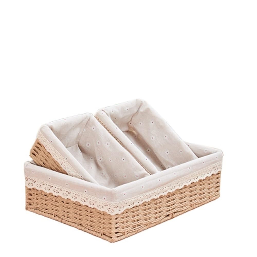 Basket Storage Box Kitchen Japanese Paper Woven,Desktop Khaki coffee Cosmetics Sundries